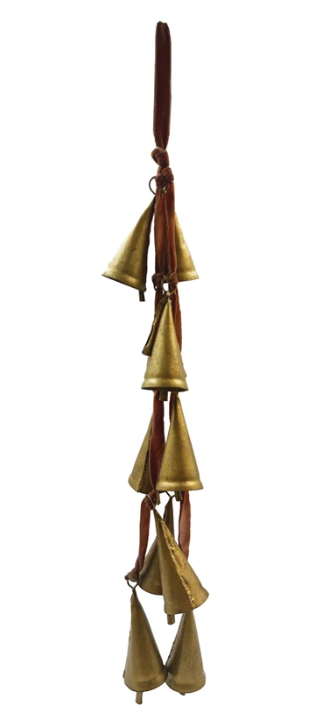Velvet Ribbon Door Hanger with 10 Cone Shaped Bells