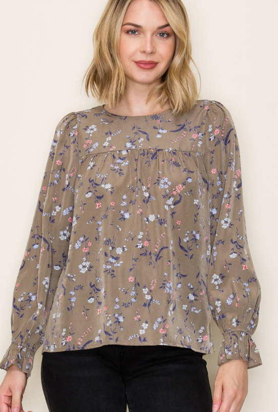 Ruffle Hem Floral Print Top