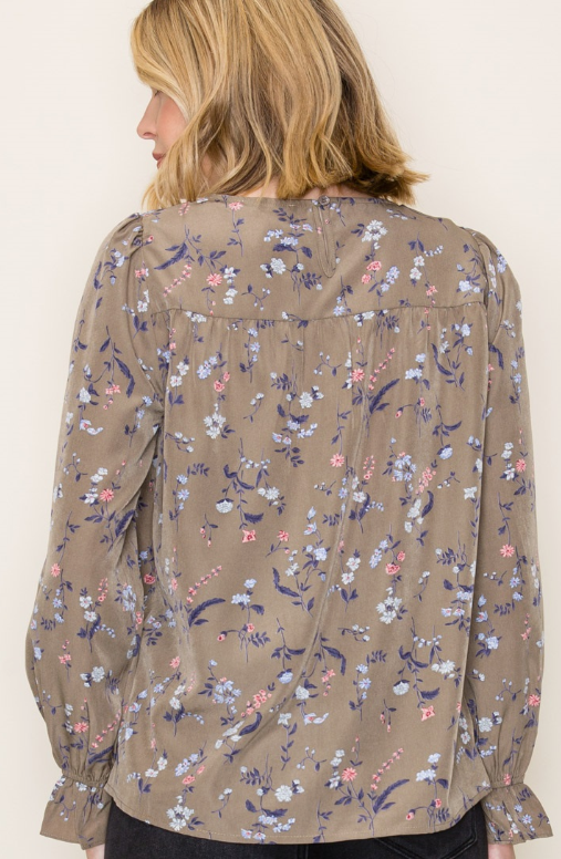 Ruffle Hem Floral Print Top