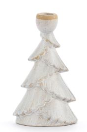 White Ceramic Ruffle Tree Taper Candle Holder