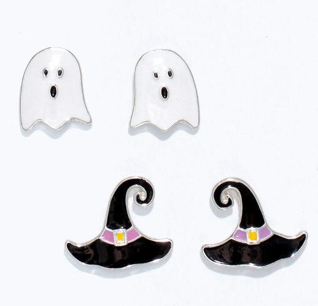 Ghost Witch Hat Earring Duo