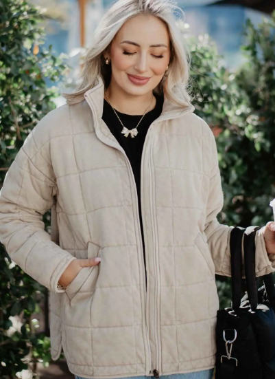Lightweight Quilted Garment Washed Jacket