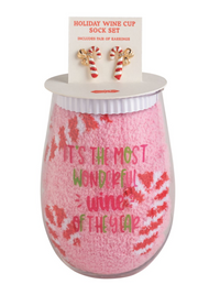 Holiday Wine Cup Sock Earring Set
