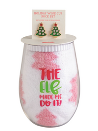 Holiday Wine Cup Sock Earring Set