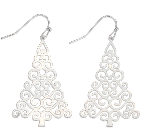 Silver Cutout Tree Earrings