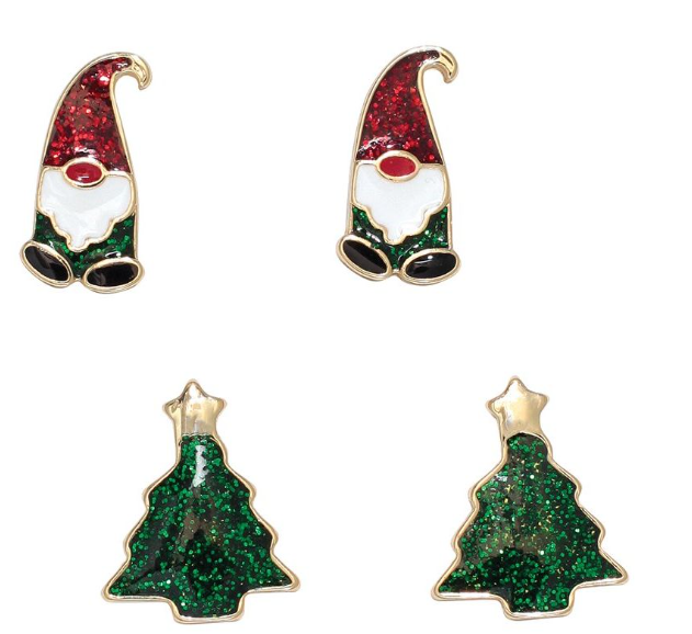 Gnomes & Trees With Glitter Duo Earrings