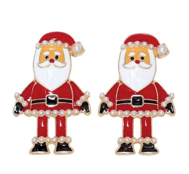 Jolly Santa With Pearls Earrings