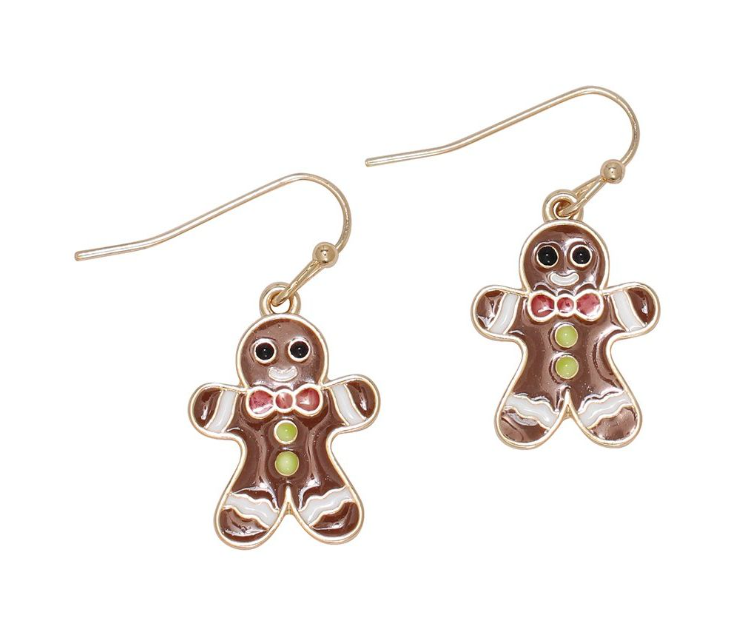 Enamel Gingerbread Men Earrings