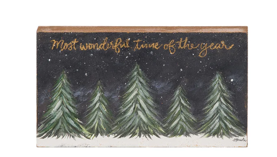 Hand Painted Wonderful Time Block