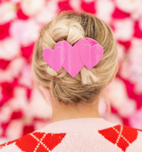 TELETIES Flat Hair Clip | Large | Pink Heart To Heart