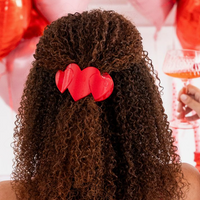 TELETIES Flat Hair Clip | Medium | Red Heart To Heart