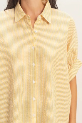 Striped Short Sleeve Button-Front Blouse