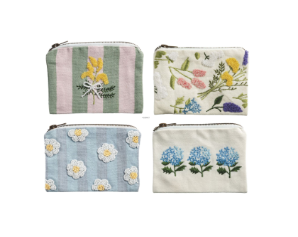 Emboridered Zipper Pouch