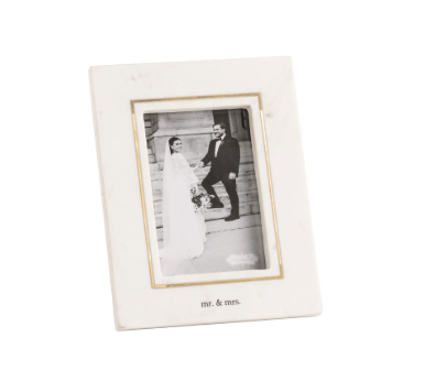 Mr. And Mrs. 4X6 GOLD OUTLINE MARBLE FRAME