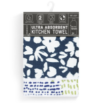 Navy Floral Absorbent Reversible Towel - 18x30in