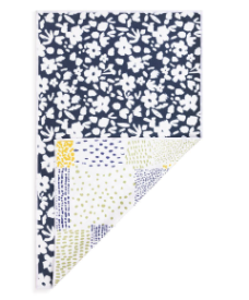 Navy Floral Absorbent Reversible Towel - 18x30in