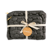 Quilted Flower Zip Pouch Set of 2