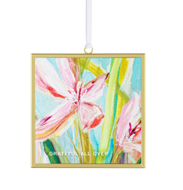Grateful All Over Floral Suncatcher - 3x3in