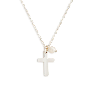 Dainty Cross Silver Necklace - 18in
