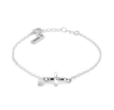 Dainty Cross Silver Bracelet - 7in