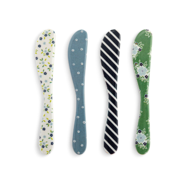 Blue Tones Bamboo Melamine Spreaders Set of 4 - 6in
