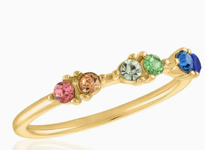 Rainbow Duos Gold Layers RIng