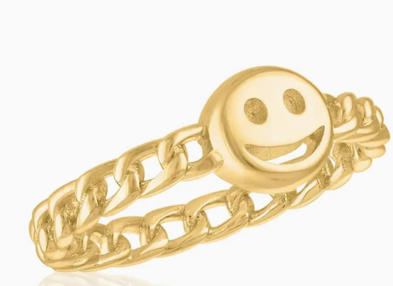 Smiley Face Gold Layers Ring