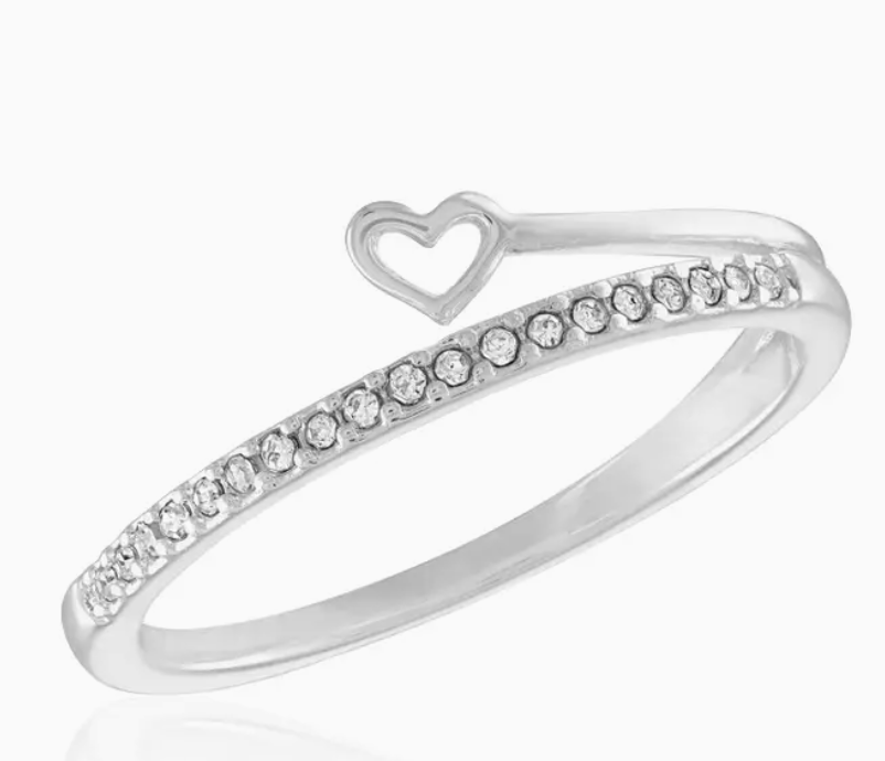 Cz & Heart Wrap Ring
