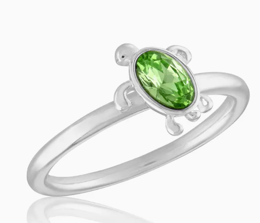 Chrysolite Cz Turtle Ring