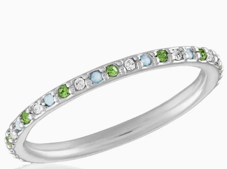 Thin Chrysolite Mix Diamond Ring