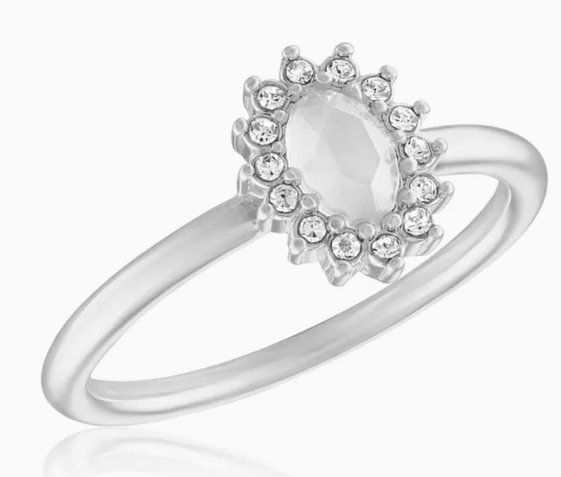 White Opal Vintage Halo Ring
