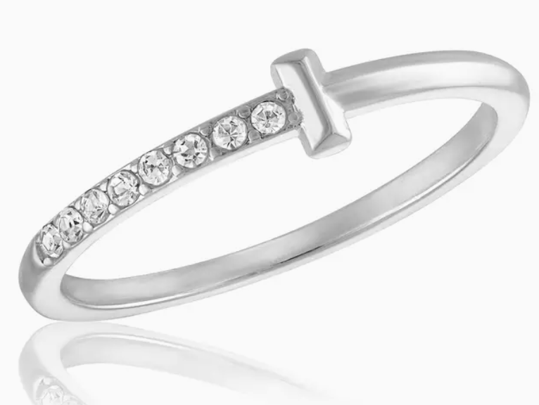 Half Cz "T" Ring