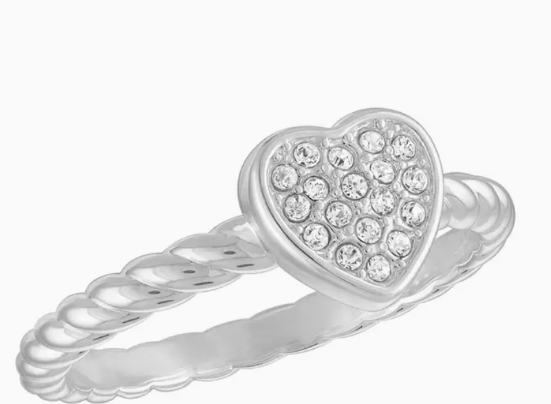 Cz Heart with Twisted Band Ring