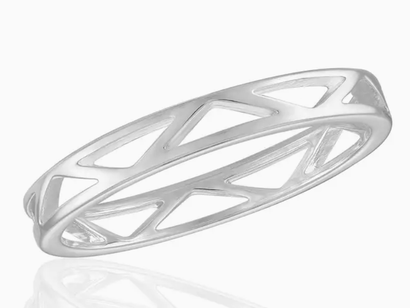 Cut-Out Geometric Band Ring