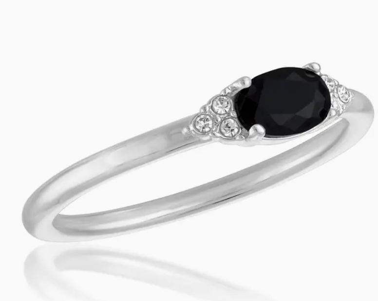 Oval Jet Black Statement Stack Ring