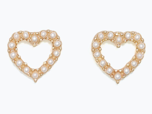 Cuties Open Pearl Heart Earrings