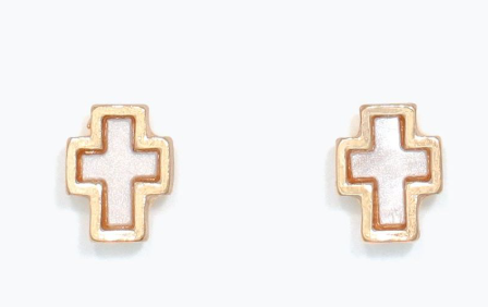Cuties White Cross Inlay Earrings