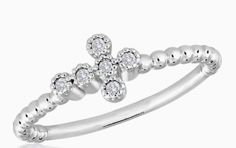 Cz Cross Stack Ring