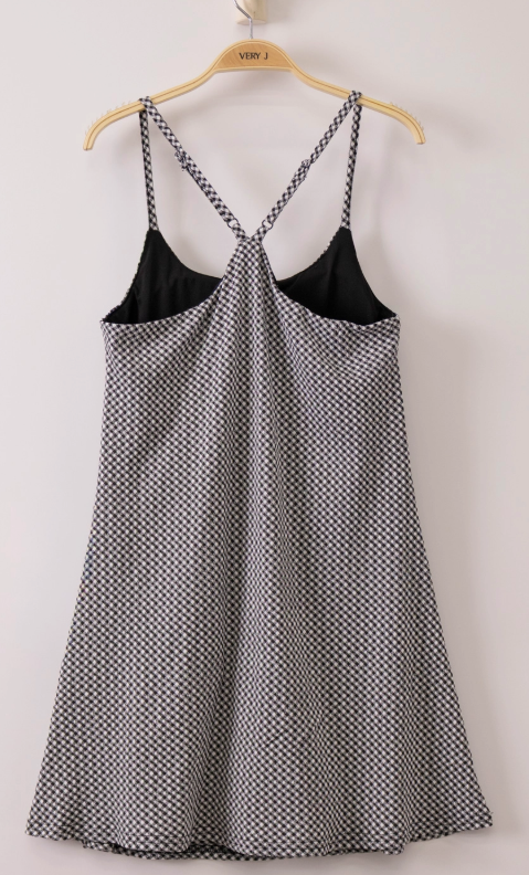 Textured Checkered Knit Activewear Tennis Dress