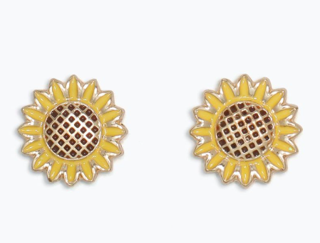 Cuties Enameled Sunflower Earrings
