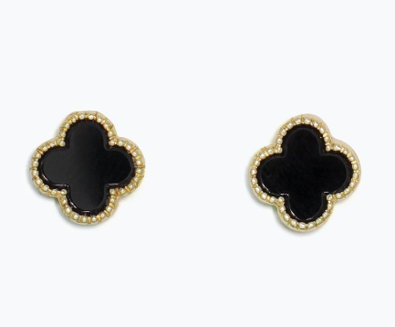 Cuties Black Clover Earrings Gold