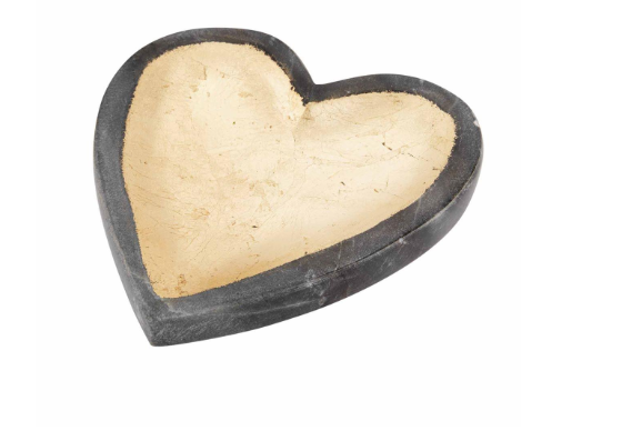 Gray Marble Foil Heart Tray