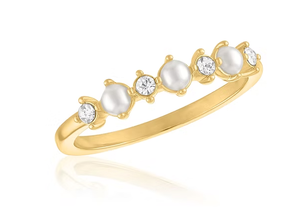 Pearl And CZ Cluster Layer Ring