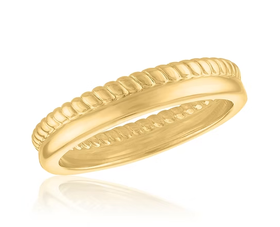 Stacked Rope Band Gold Layers Ring