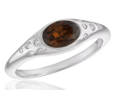 Burgundy Oval Accent Stack Ring