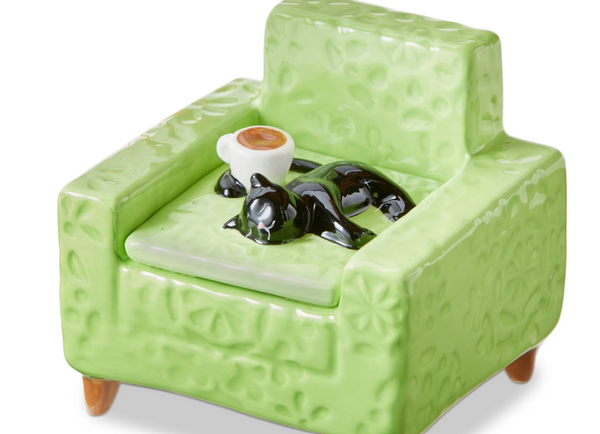 Black Cat Chair Lidded Trinket Box