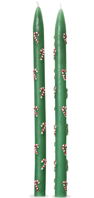 Candy Cane Hand Painted Taper Set Of 2
