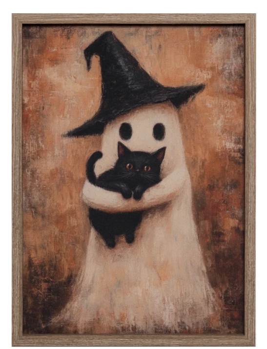 Ghost With Black Cat Wall Decor