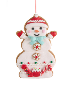 8" Snowman and Santa Gingerbread Ornaments