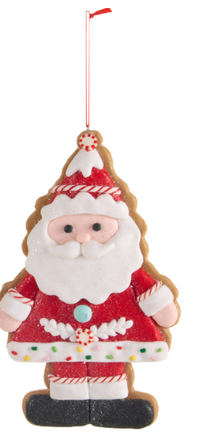 8" Snowman and Santa Gingerbread Ornaments